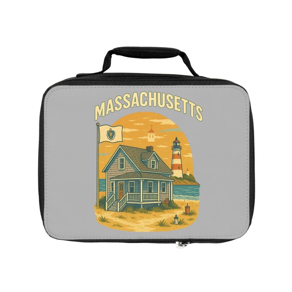 Coastal Massachusetts Lunch Bag Beach Theme Nautical Insulated Lunchbox